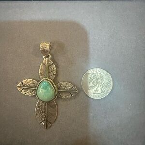 Sterling silver and genuine Turquoise Leaf Pendant